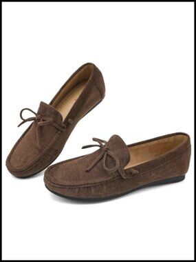 Faux Suede Penny Loafers Almond Toe Walking Flats